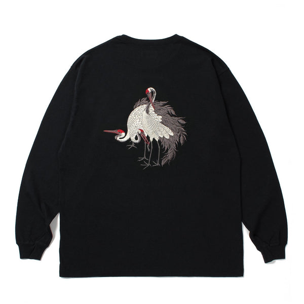赤目鶴 EMBROIDERY L/S TEE BLACK – GXX