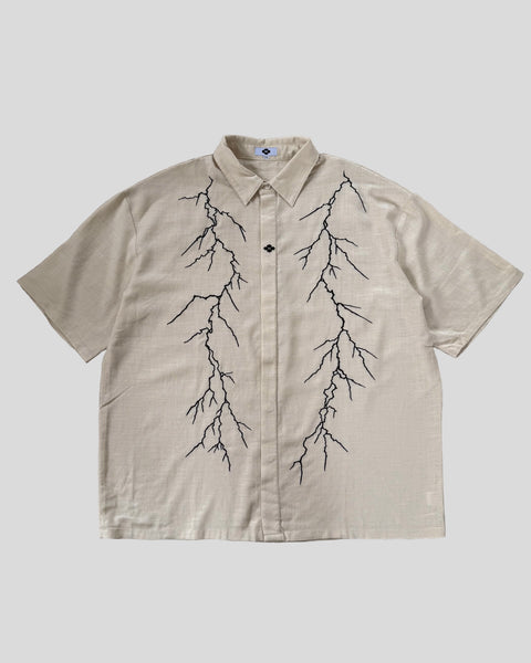 雷鳴 LIGHTNING EMBROIDERY SHIRT WHITE – GXX