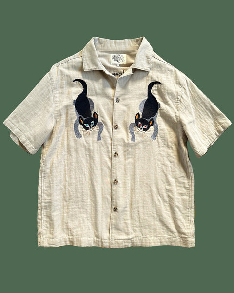 cat & snake 刺繍半袖シャツ ベージュ – GXX