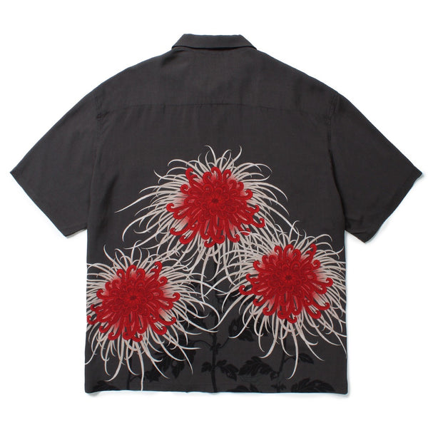 日章菊　HAWAIIAN SHIRT CHARCOAL BLACK