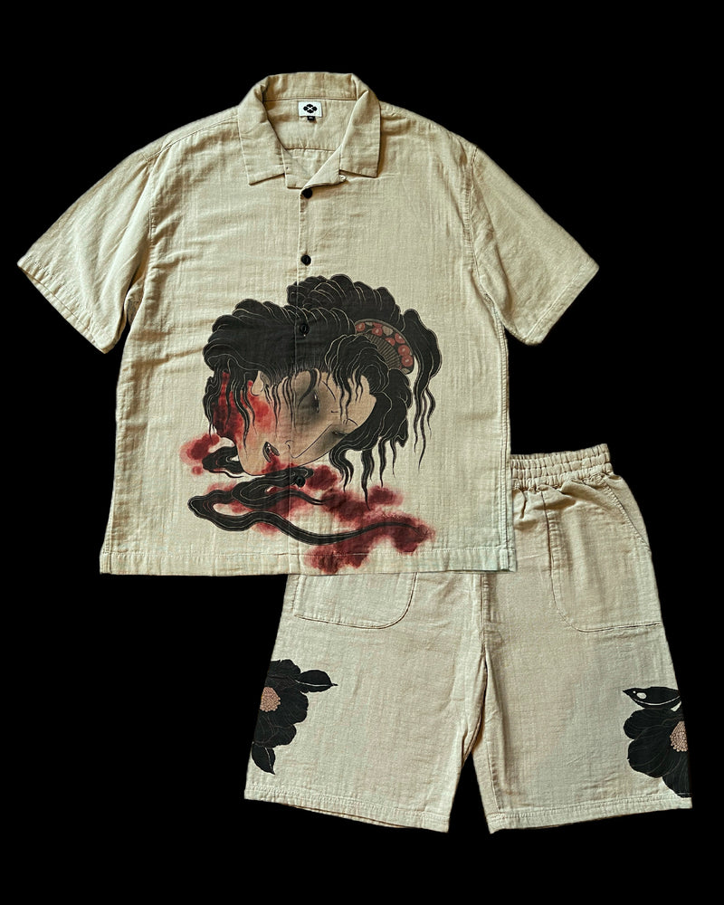 首椿　S/S SHIRT & SHORTS SET