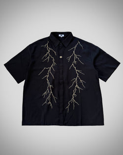 雷鳴 LIGHTNING EMBROIDERY SHIRT BLACK – GXX