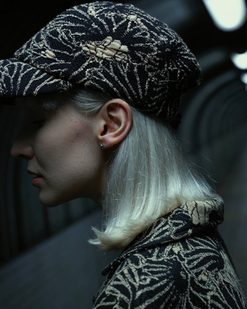 GAKKIN JACQUARD LOTUS LEAVES CAP 黒蓮葉-