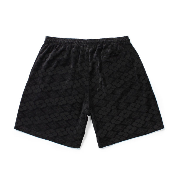 花罰家紋 VELOUR SHORTS BLACK