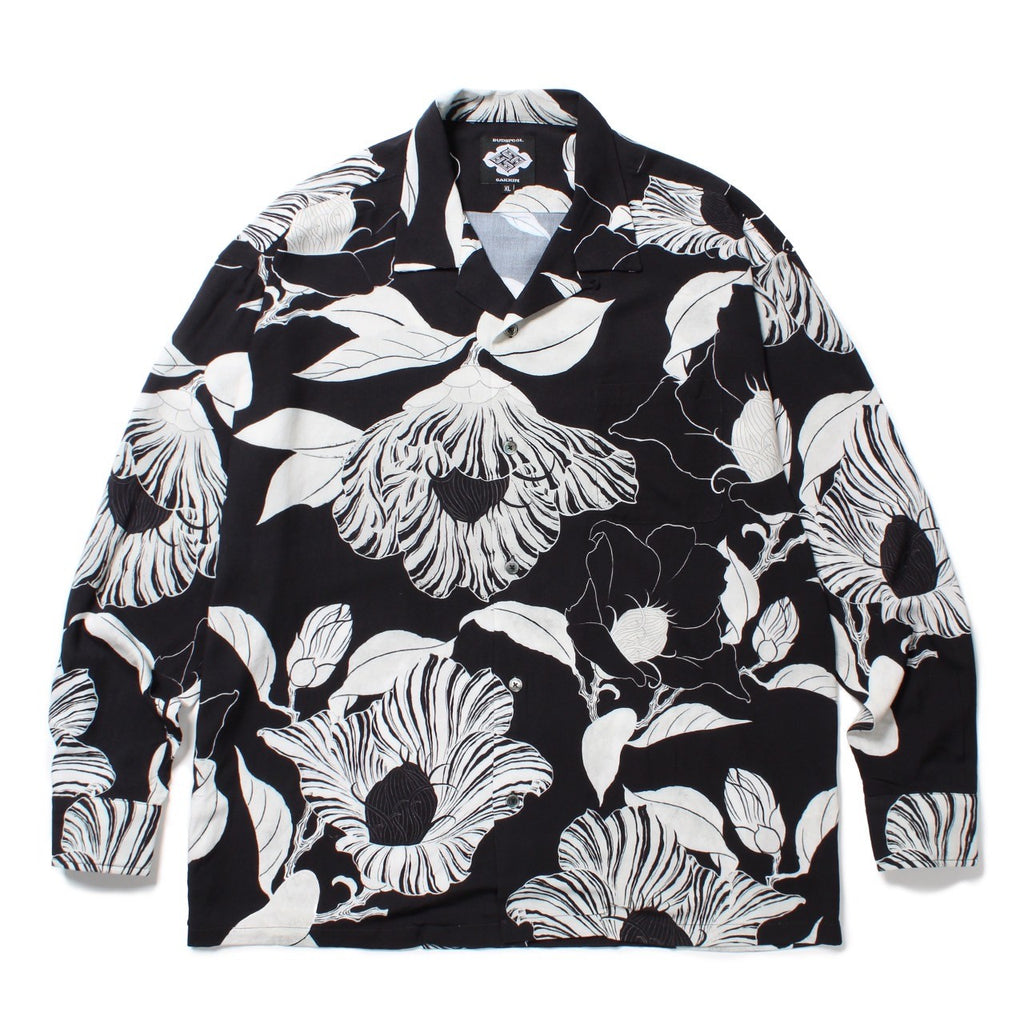 GAMKIN×BUDSPOOL廻り花 L S HAWAIIAN SHIRT 上等な - トップス