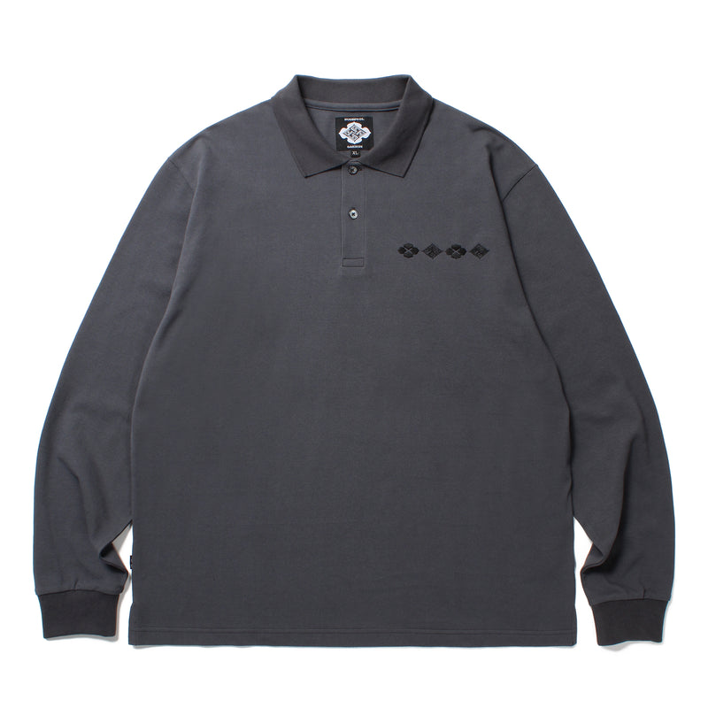 ☆超目玉】 GAKKIN SHIRT POLO L/S 花罰家紋 BUDSPOOL × ポロシャツ