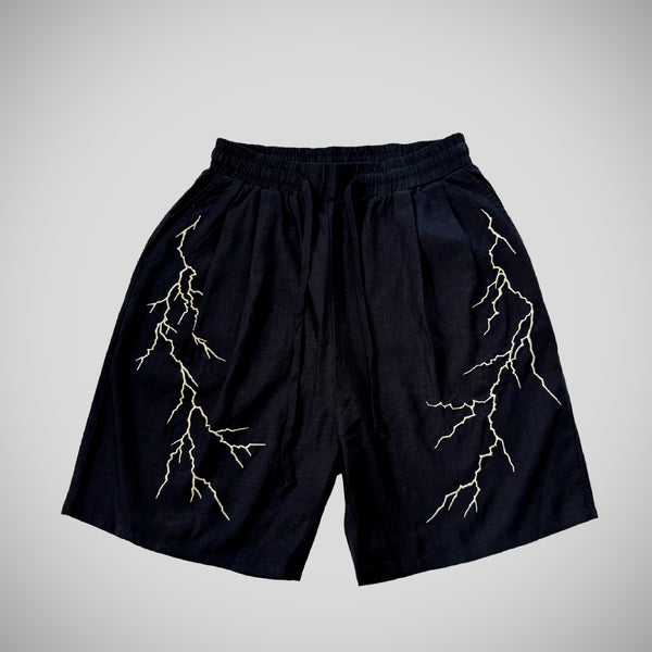 雷鳴 LIGHTNING EMBROIDERY SHORTS BLACK – GXX