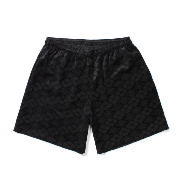 花罰家紋 VELOUR SHORTS BLACK