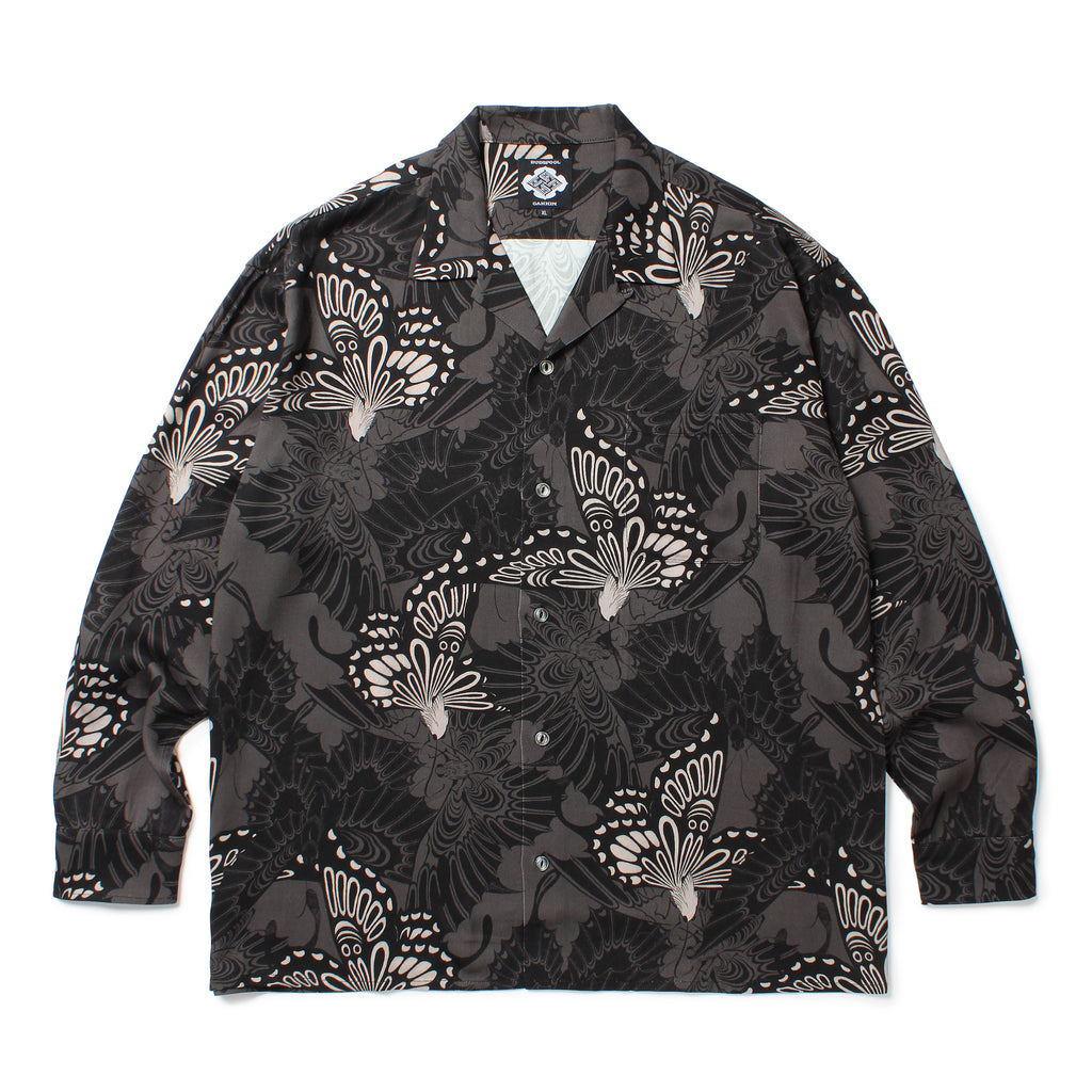 GAKKIN × BUDSPOOL 三艶蝶 長袖シャツ　オンライン限定 GAKKIN × BUDSPOOL 三艶蝶 L/S HAWAIIAN SHIRT – GXX