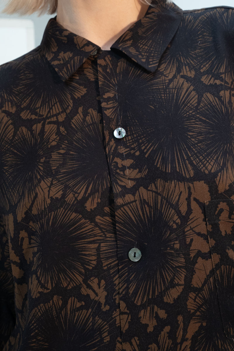 松煙墨　HAWAIIAN SHIRT BROWN