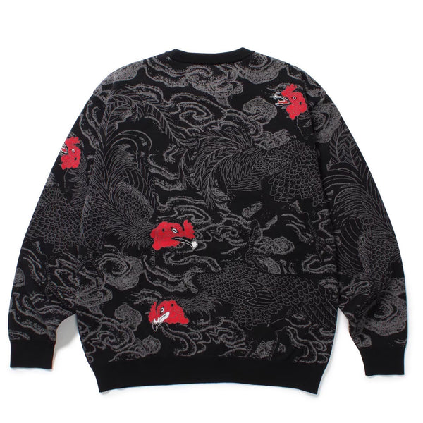 GAKKIN × BUDSPOOL 渦軍鶏 COTTON KNIT JACQUARD SWEATER BLACK