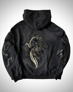 BLACK DEAD LOTUS EMBROIDERY ZIP HOODIE JACKET – GXX