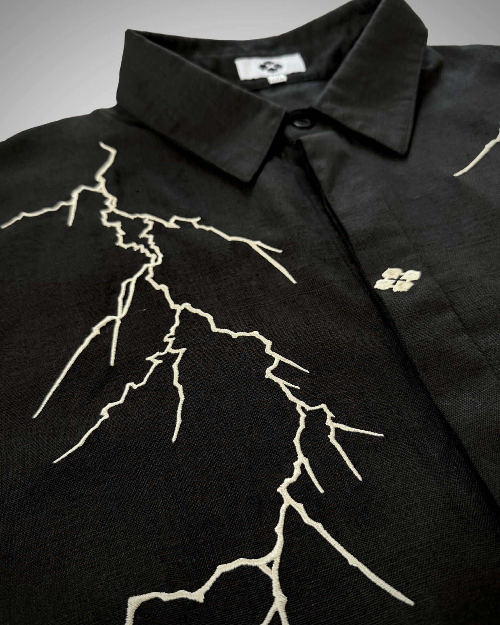 雷鳴 LIGHTNING EMBROIDERY SHIRT BLACK – GXX
