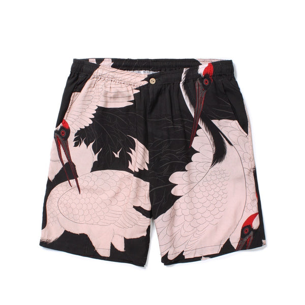 赤目鶴 HAWAIIAN SHORTS BLACK