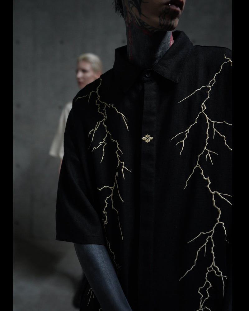 雷鳴 LIGHTNING EMBROIDERY SHIRT BLACK – GXX