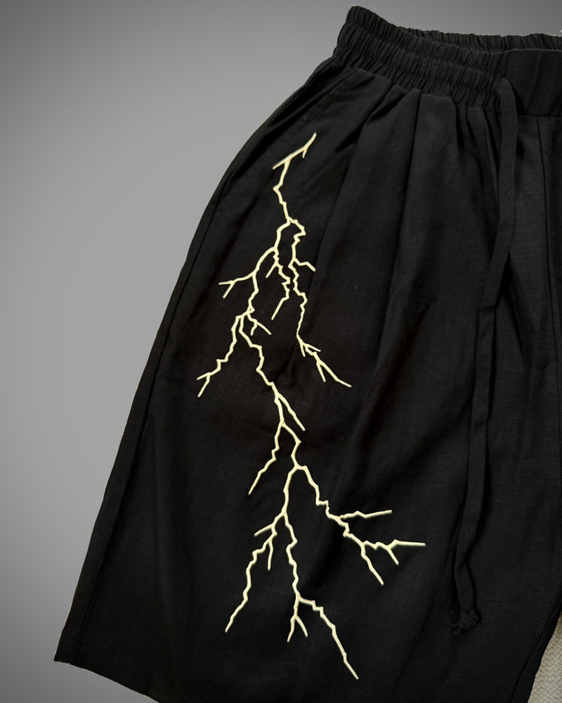 雷鳴 LIGHTNING EMBROIDERY SHORTS BLACK – GXX