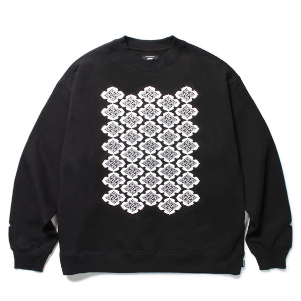 花罰家紋CREW NECK SWEAT SHIRT BLACK-WHITE