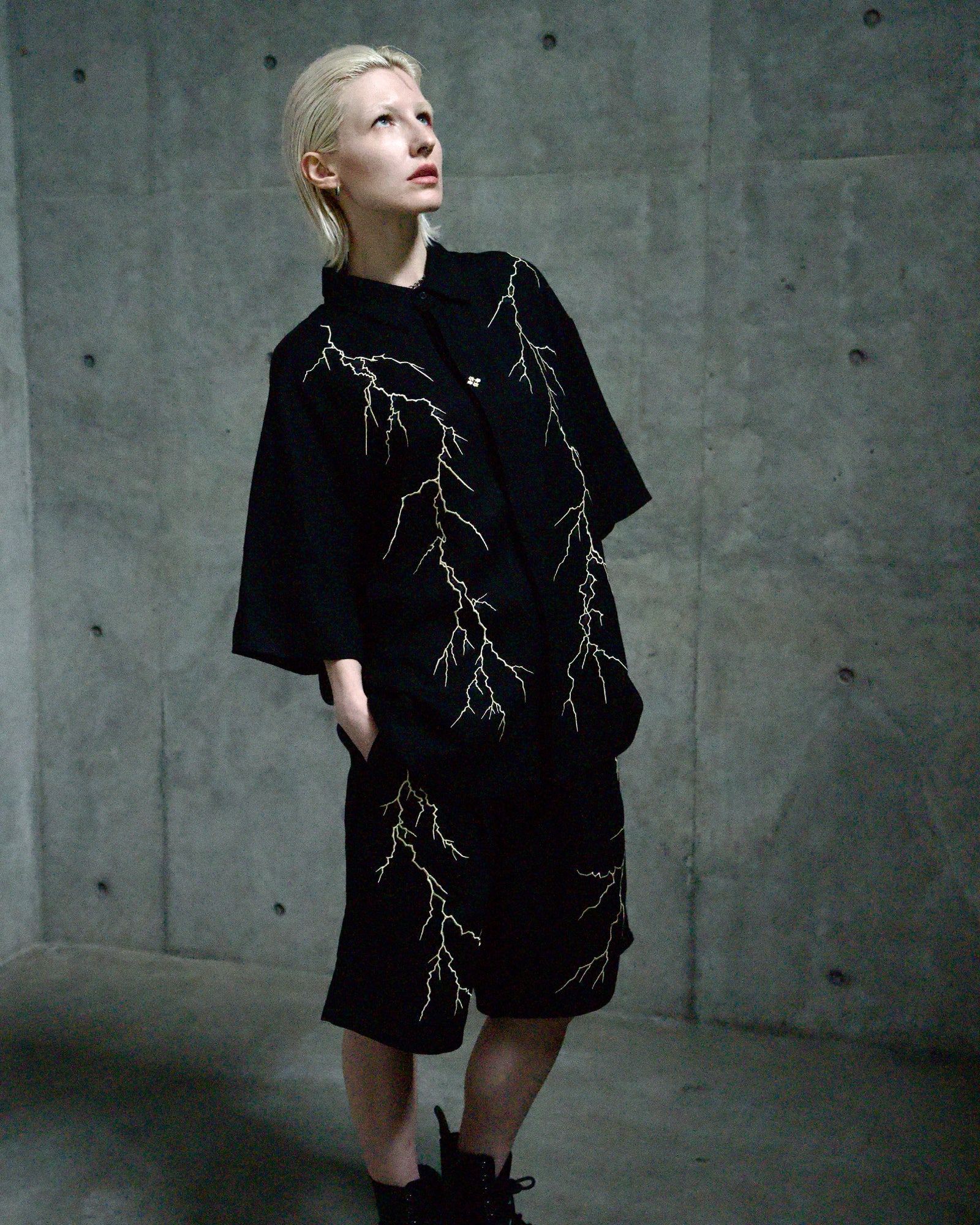 雷鳴 LIGHTNING EMBROIDERY SHORTS BLACK – GXX