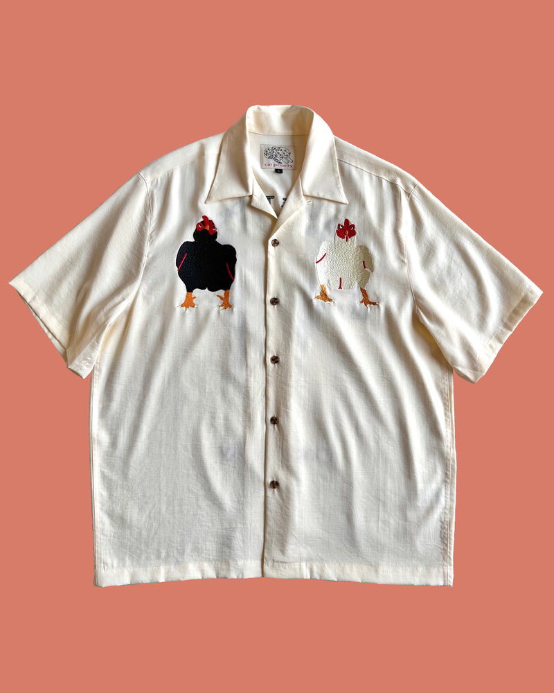 半袖鶏刺繍シャツ OFFWHITE