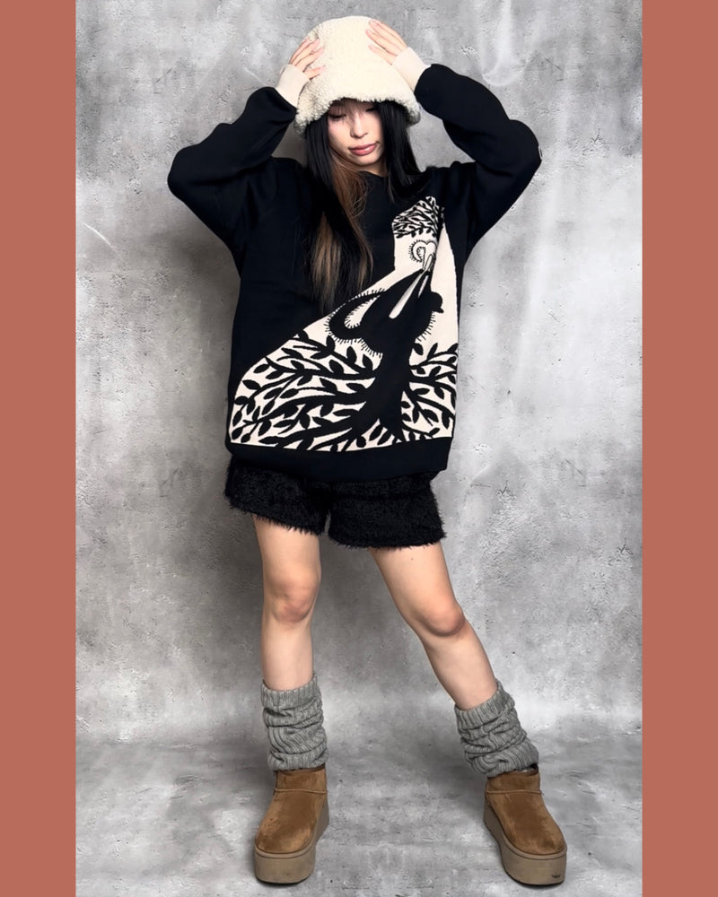 影猫ニットセーター　