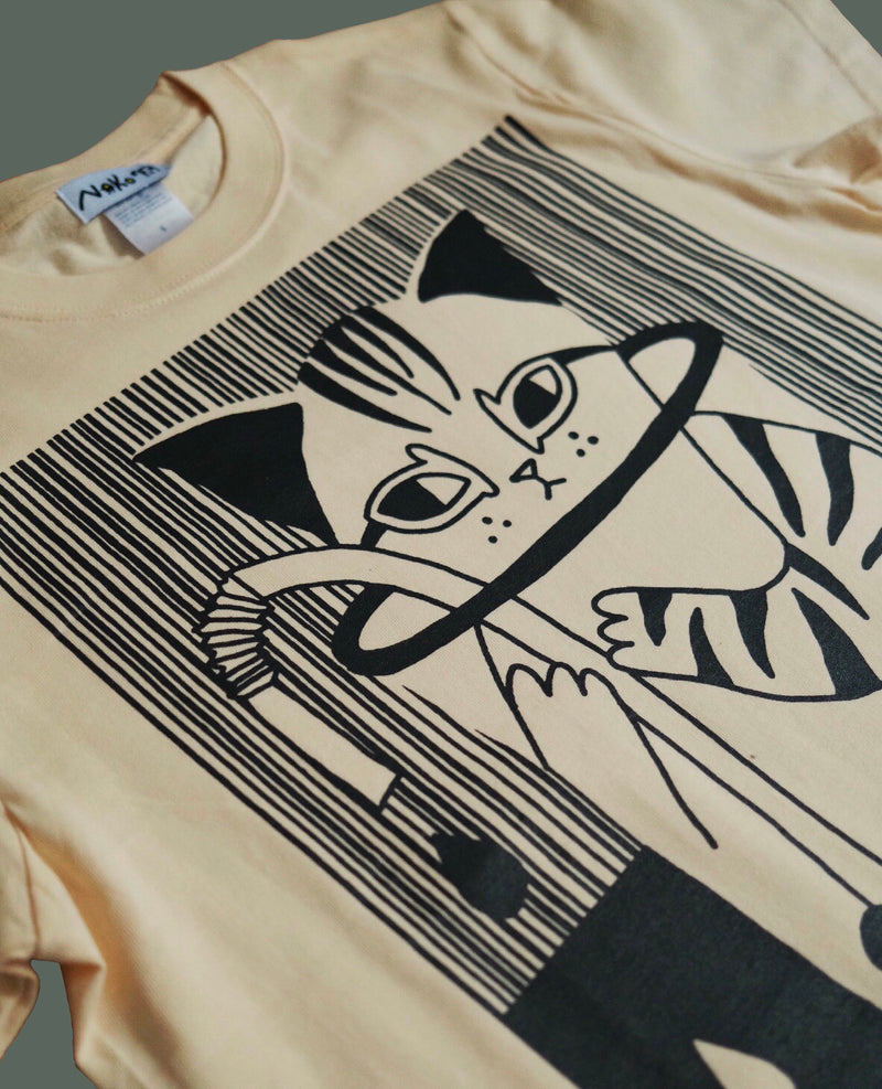 タピオカcat T-shirts beige (bobatea cat t-shirts)　