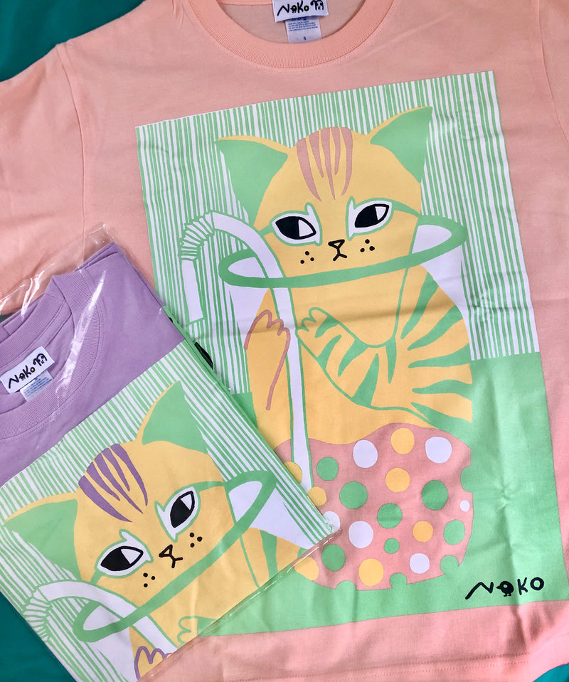 タピオカcat T-shirts purple (bobatea cat t-shirts)　