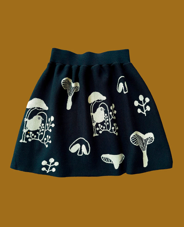 キノコニットスカート　ブラック　mushroom knitted skirts black